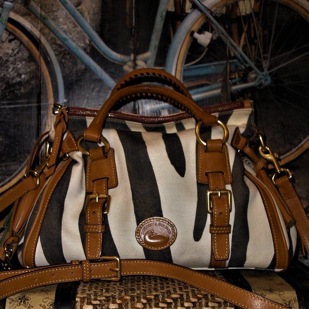 Dooney & Bourke Jones Zebra Canvas Buckle Satchel